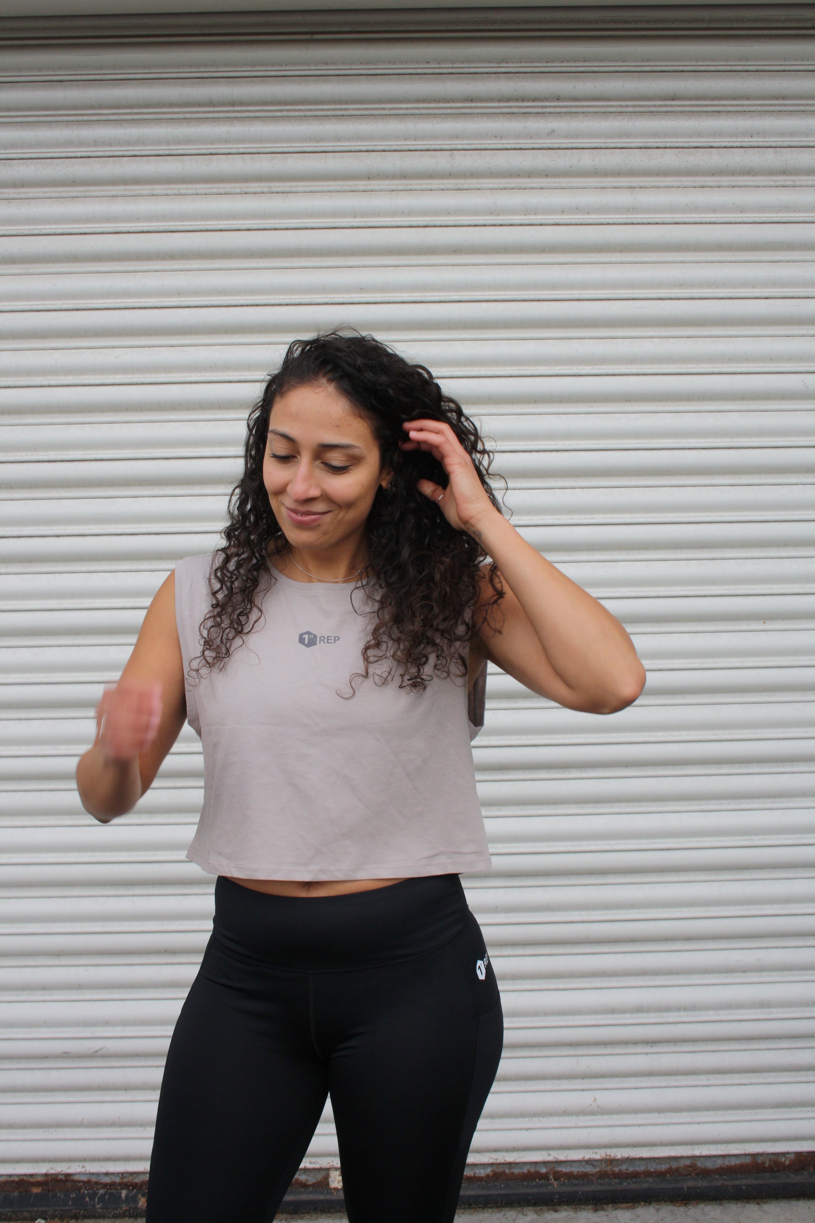 1st Rep Organic Cropped Tank Stone