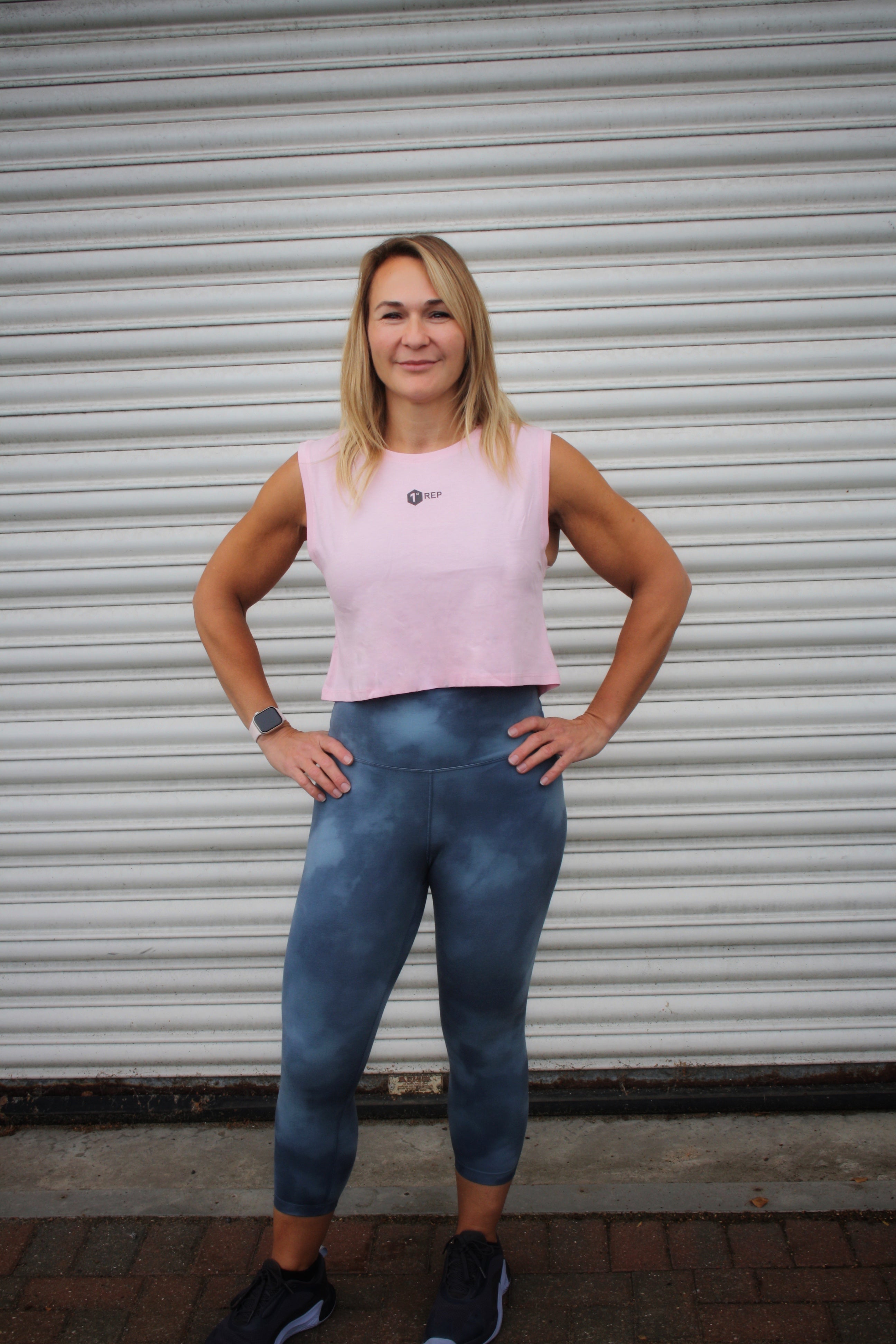 1st Rep Organic Cropped Tank Light Pink