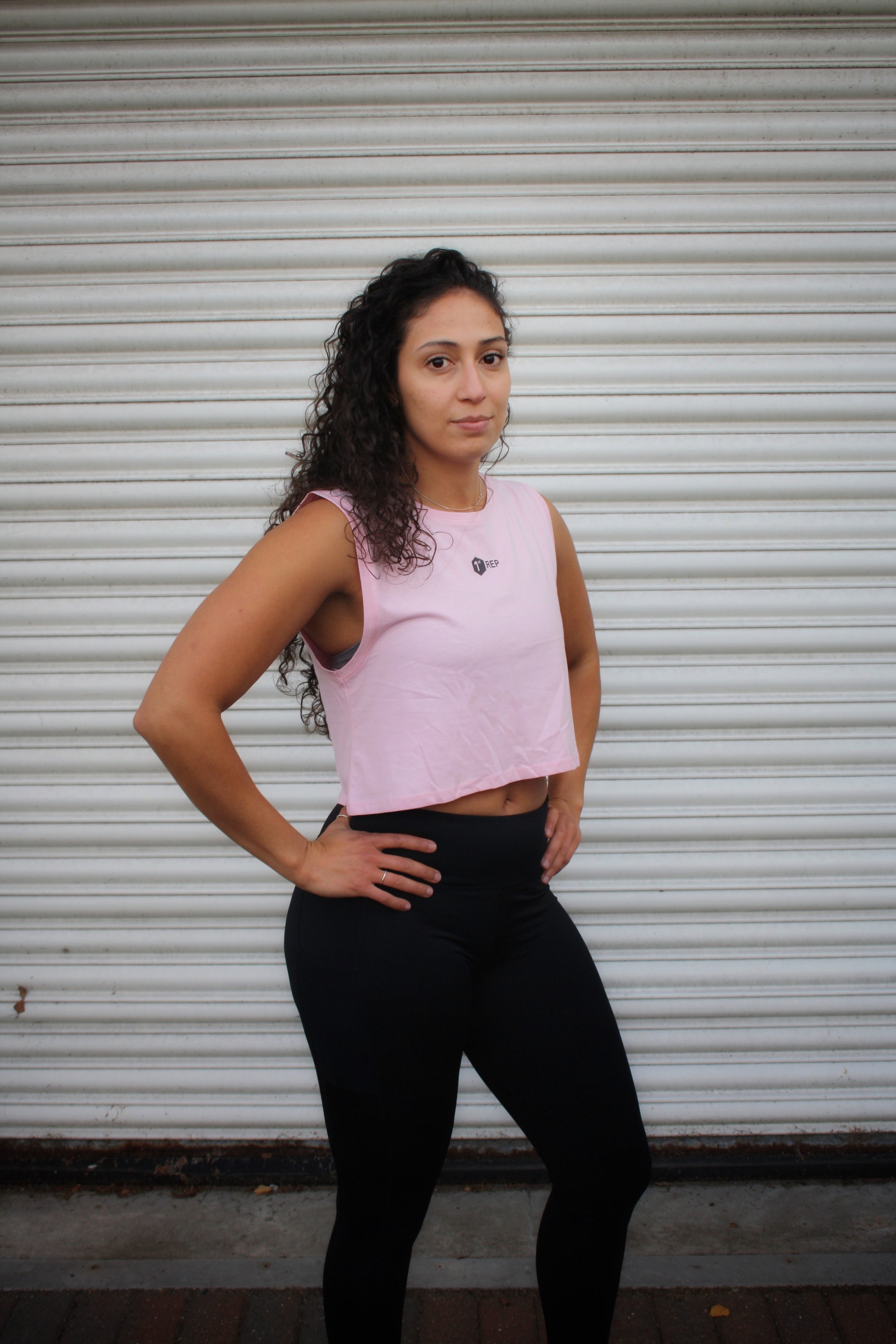 1st Rep Organic Cropped Tank Light Pink