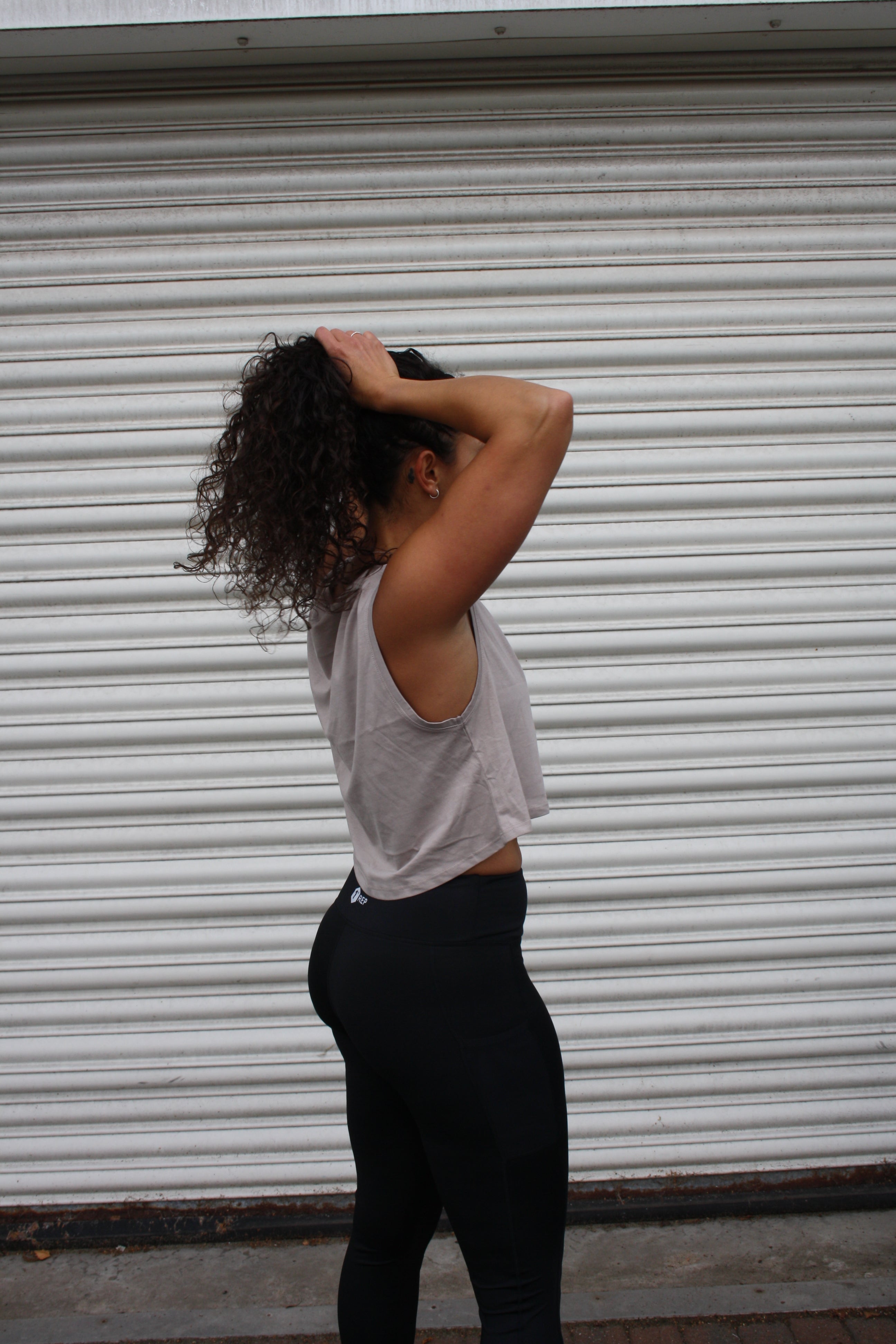 1st Rep Organic Cropped Tank Stone