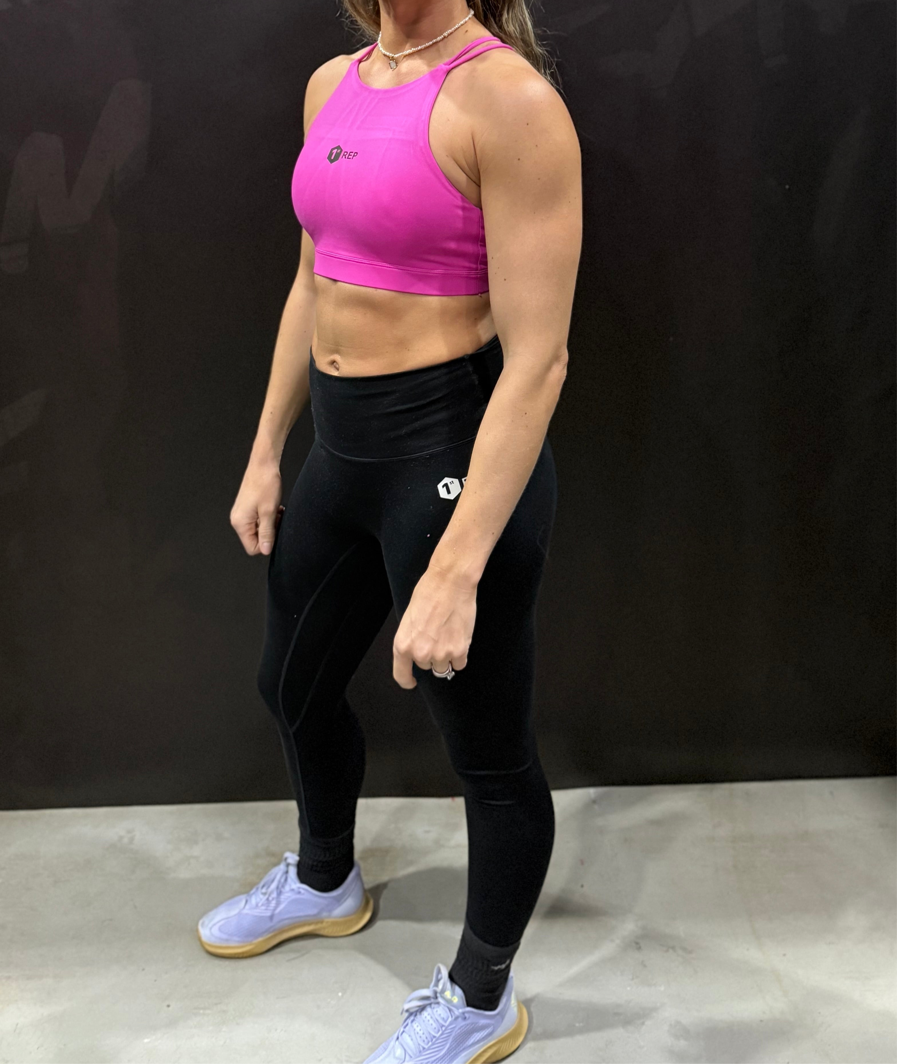 High Neck Sports Bra Hot Pink