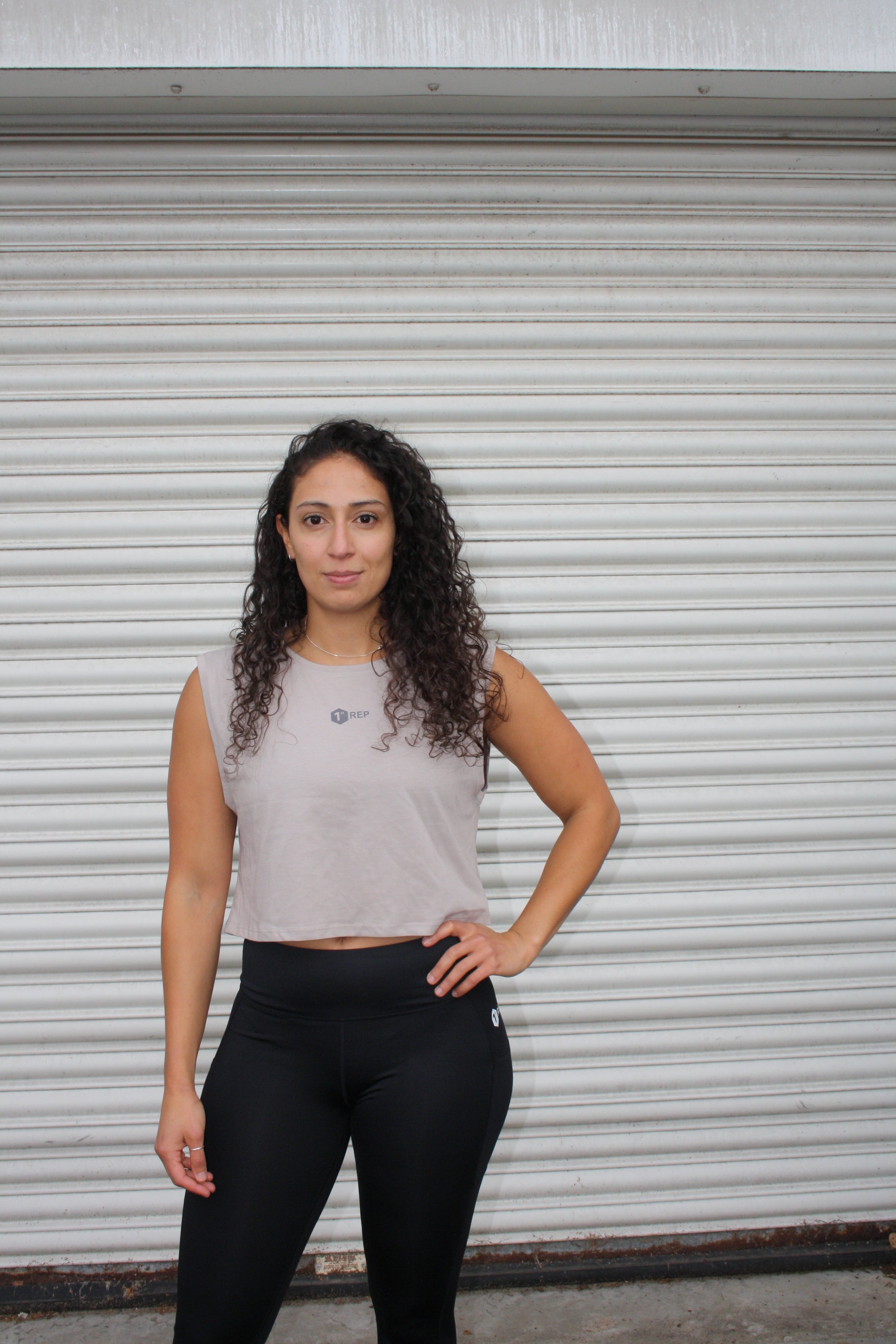 1st Rep Organic Cropped Tank Stone