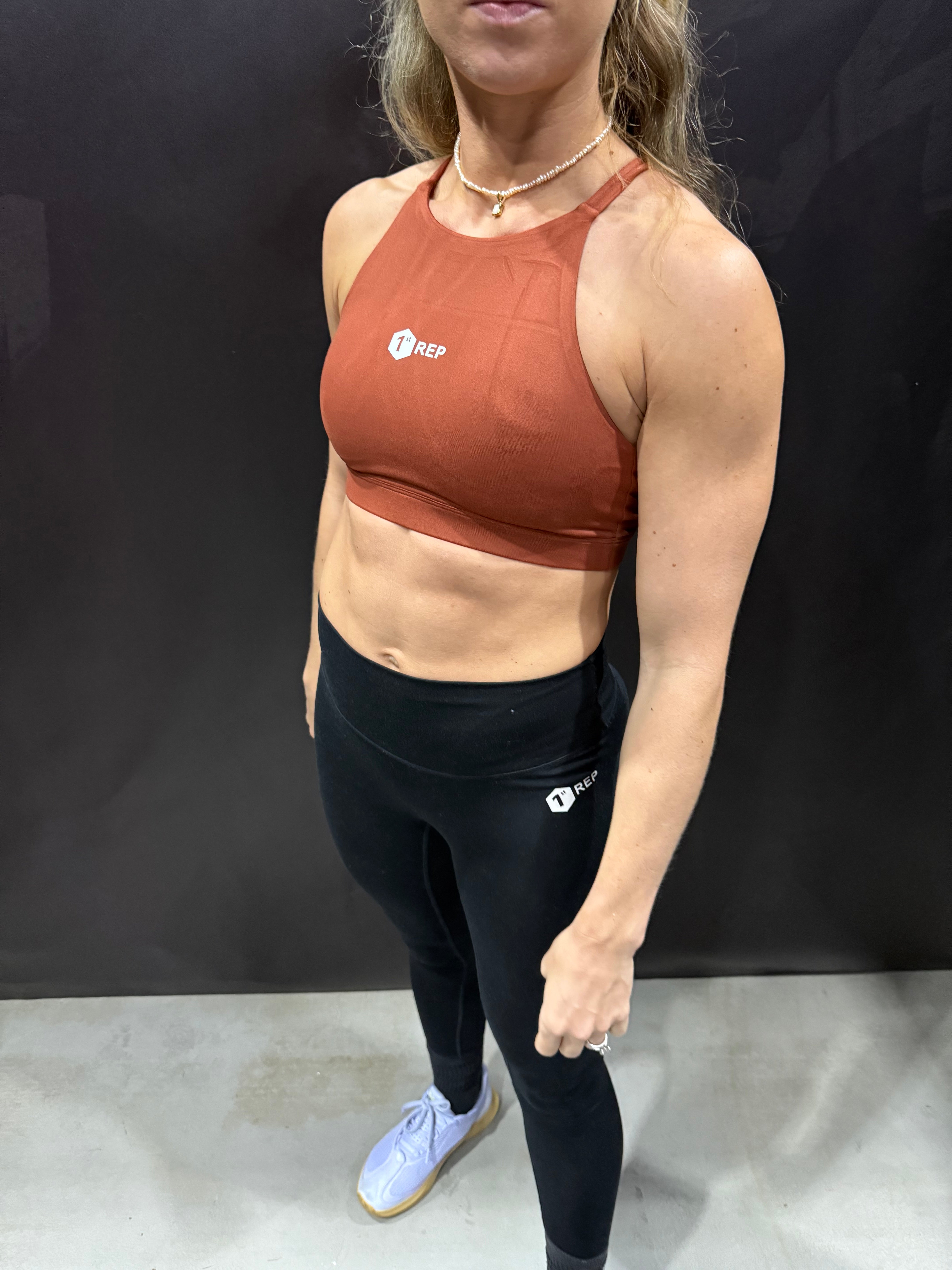 High Neck Sports Bra Rust