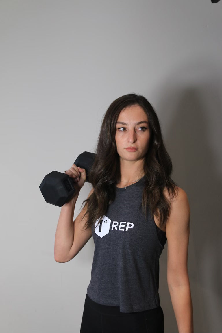 1st Rep Cropped Tank Dark Grey Heather